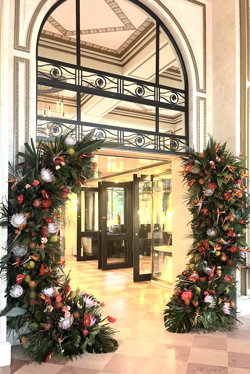 Exotic floral arch