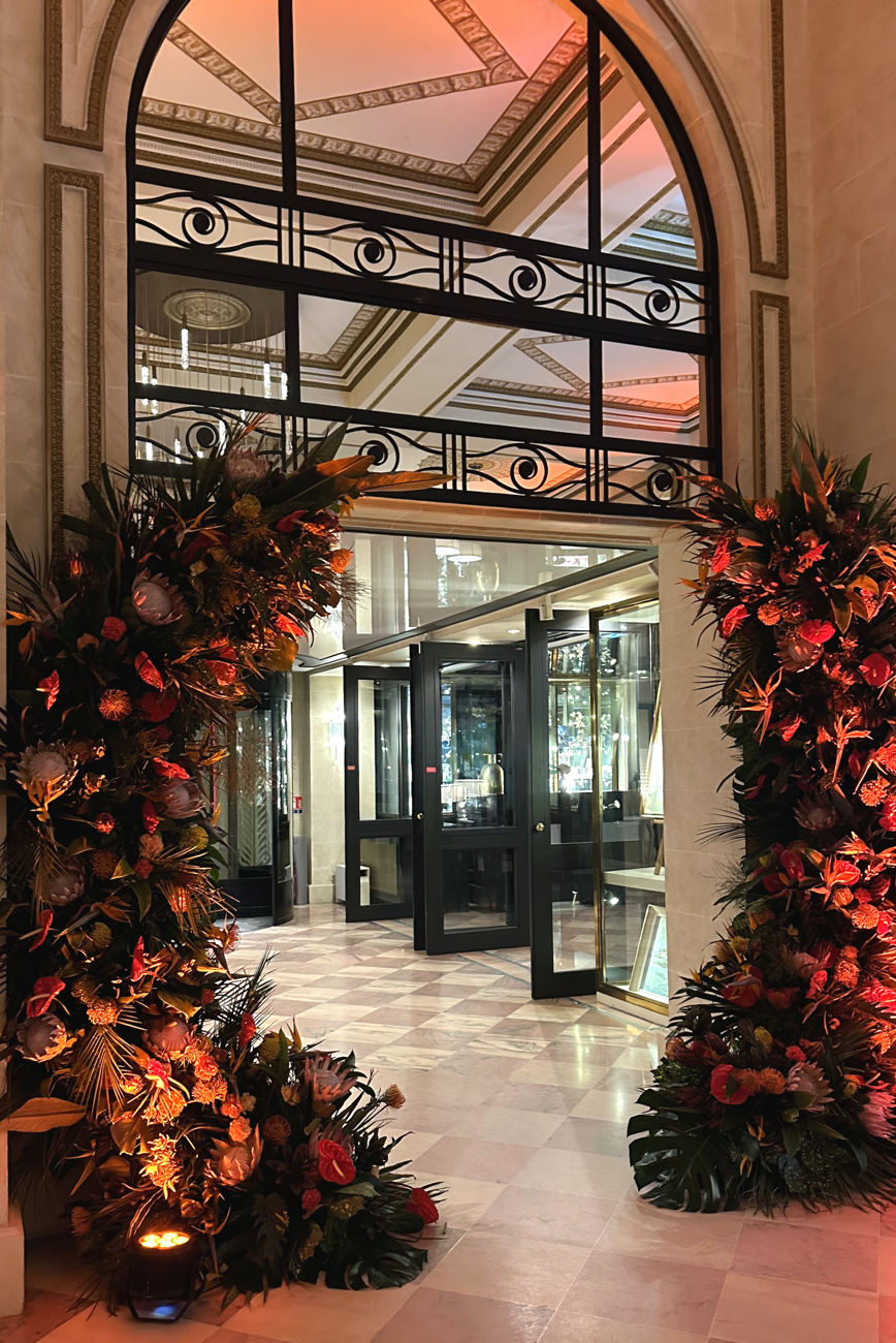 Exotic floral arch
