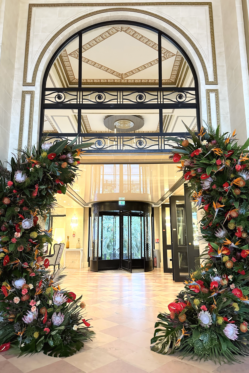 Exotic floral arch