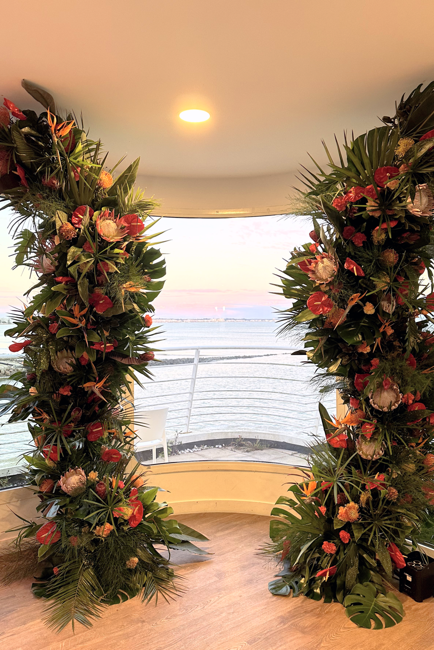 Exotic floral arch